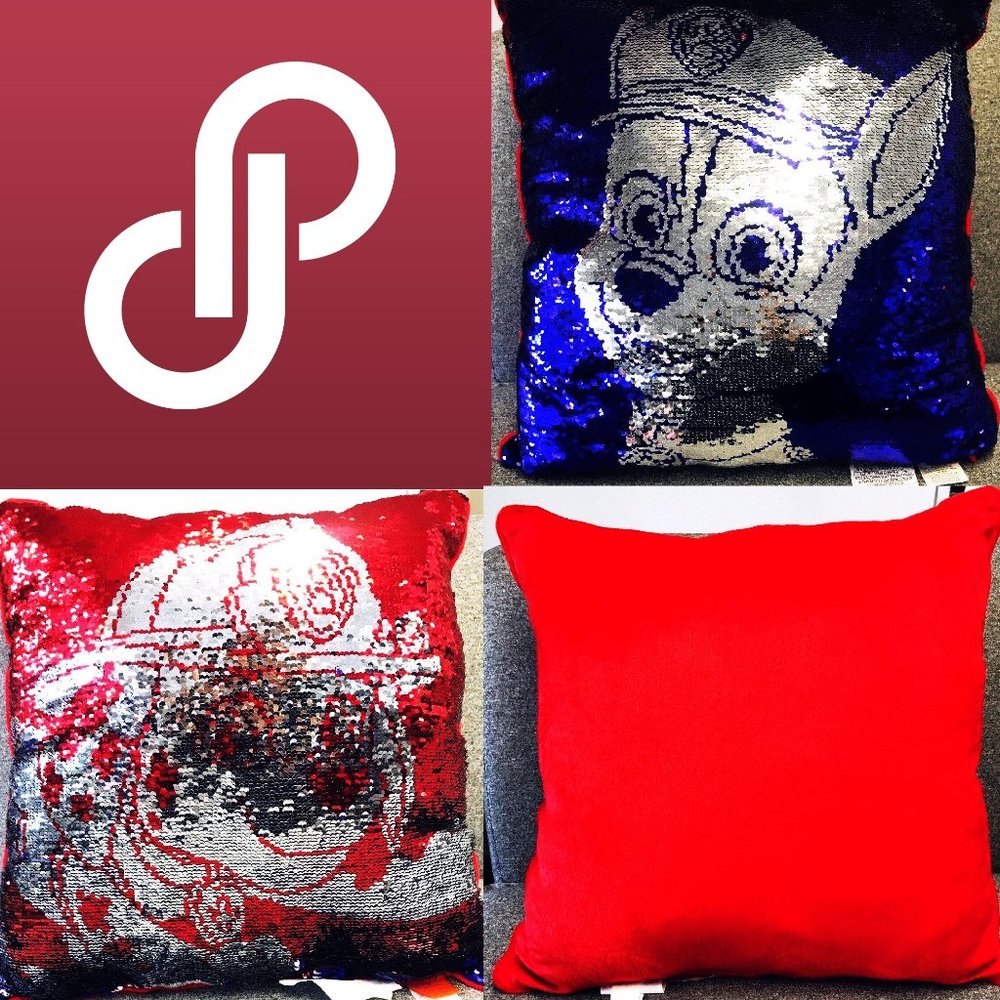 Big Paw Patrol Chase/Marshall Sequin Magic Sparkle Pillow Changing Sequin Fun